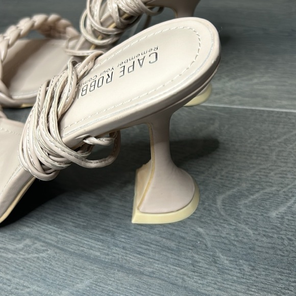 Cape Robbin Curve Woven Wrap Lace Heels Square Open Toe Quilted Nude Size 10 - Picture 9 of 12